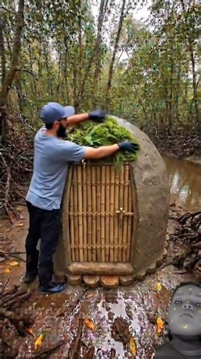He Built a Hidden Dome Shelter Inside a Mangrove Swamp#survivalbuild #hiddenhome