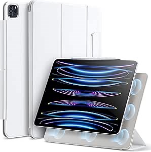 ESR Rebound Magnetic Case Compatible with iPad Pro 11 Inch (2022/2021/2020, 4th/3rd/2nd Gen), Convenient Magnetic Attachment, Full Pencil 2 Support, Auto Sleep/Wake, Easy to Clean, Brilliant White