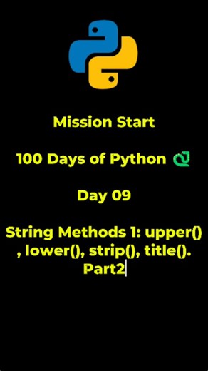 Shahzaib Afzal on Instagram: "Python Tutorial for Beginners | Day 9 | String Methods 1: upper(), lower(), strip(), title() | Part 2 #python #pythonprogramming #pythontoutorial #PythonShorts #SHCK"