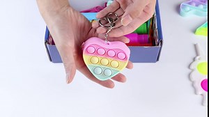 Fidget Toy Pack Girls Gifts Birthday Idea for Sensory Autistic Children Teen Kids Prizes Bulk Bracelet Heart Pop Tubes Bubble ADHD Keychain Popitsfidgets It Figit