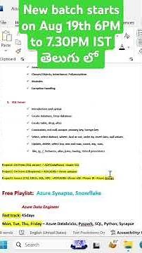 Azure Data Engineer new batch #azuredatabricks #azuredataengineer #shorts #ytshorts #cloud #pyspark