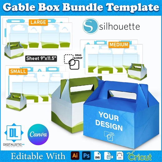 Gable Box Template, Gable Box, Gable Box Bundle Template, Gable Box SVG, Food Box Template, Party Favor Box, Food Carry Box, Packaging Box - Etsy