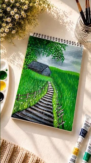 Easy Rain painting for beginners | painting for beginners with acrylic paint | how to paint rain