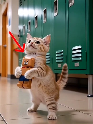 😱❤️ Cute kitten holding a Roblox doll. #cat #cutecat #roblox #brookhaven