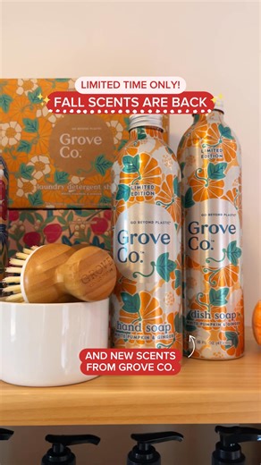Cozy up to a cleaner home this fall! 🍎🍂 Enjoy warm, nature-inspired scents from Mrs. Meyer's and Grove Co. before they're gone! | Grove Collaborative