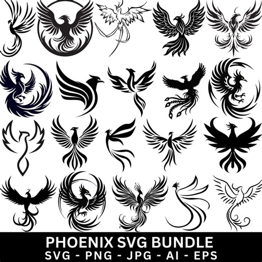 Phoenix Bird SVG Bundle, Silhouette Cut Files (digital Download) - Etsy