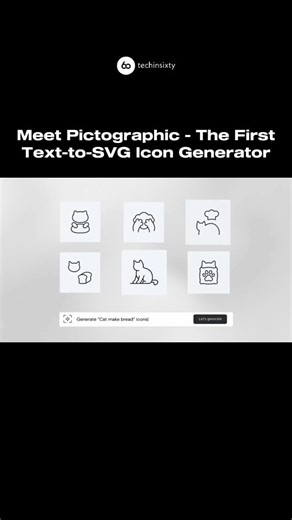 Techinsixty | AI | Apps | Web on Instagram: "Comment " svg " for link Pictographic.ai gives you a huge library of icons and illustrations plus AI generation from simple text. Create scalable graphics that match your style and use them in designs, apps, presentations, and content without extra design tools. Key Features • Large collection of ready made icons and illustrations • AI generation from plain text prompts • Download scalable vector formats like SVG • Edit colors and visual style inside 