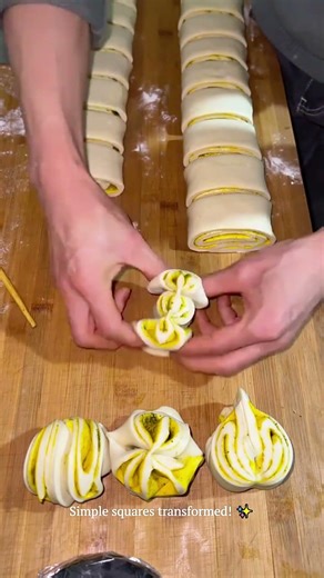 Making 6 PERFECT Flower Rolls with ONE Chopstick! 🤤#baking #foodart #pastry