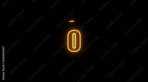 Circle neon countdown timer five seconds animation isolated on black background
