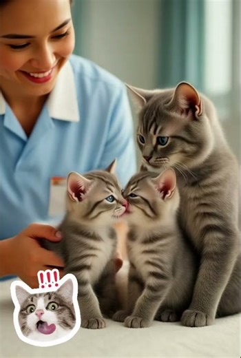 cat taking its kittens to the hospital.