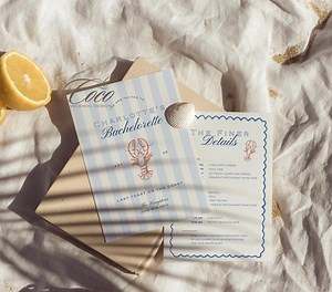 Lobster Bachelorette Itinerary Invitation Template: Coastal Chic Stripes (digital File) - Etsy