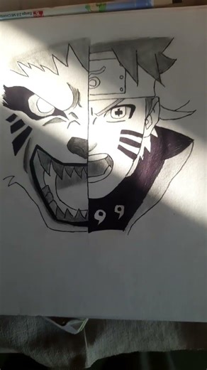 Naruto and nine tails drawing #anime #animeeart #naruto #narutouzumaki