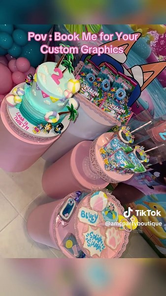 This episode of Bluey is called… Zy’Leah Turns twoey! (Pool Party Edition)💖💦👙☀️ 💫 Featuring: 👕 Custom Bluey all-over shirts 📸 8x8 backdrop 🍭 Custom party favors – Chips, Skittles & Caprisuns! Get into the detailsssssss 😌😍 All made with love by All My Children Party Boutique 💕✨ 💗 Jasmine Moye on the gorgeous event set-up – go book her for your next event! 🎉🎈