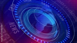 global earth rotating Digital World News Studio Background for news report and breaking news