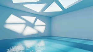 Empty room with water inside, 3d rendering.