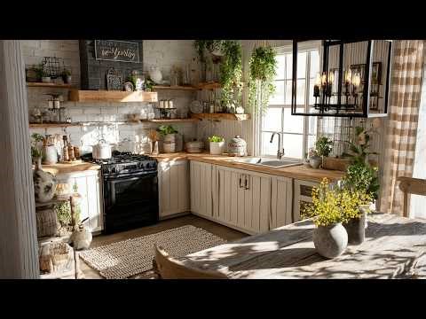 Budget Small Open Kitchen Decor 2026 | Rustic Cottage Spring Styling