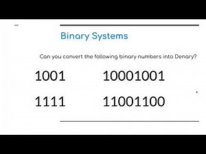 Class 7 - IGCSE - Ch 1 - Data Representation - - Number Systems - 1.1a BINARY NOTES