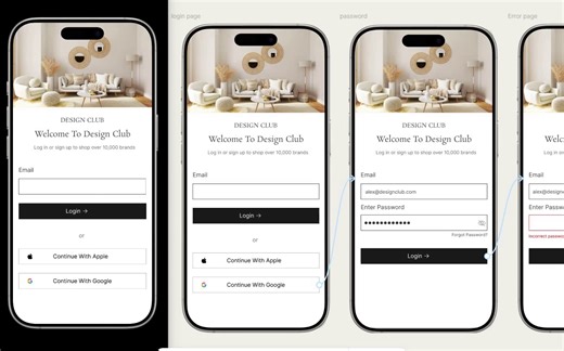 Interior Design App | Secure & Minimal Login UI