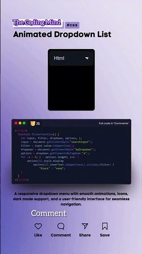 ✨ Stunning Animated Dropdown Menu with HTML & CSS! 🚀"