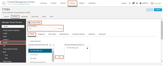 EIGRP FMC Configuration
