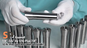 Watch 12PCS R8 Collet Set 65Mn- ﹙1/8-3/4 by1/16ths Plus7/8﹚ on Amazon Live