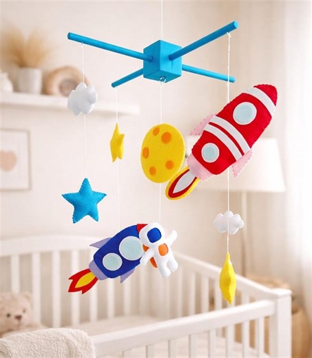 Space Baby Mobile Crib, Rocket Moon Stars Nursery Decor, Galaxy Cot Mobile, Astronaut Theme Baby Shower Gift, Space Room Decor - Etsy