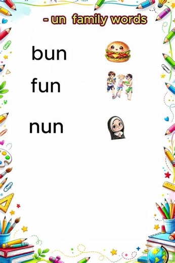 un Family Words | CVC Words Blending | 3 Letter Words | Jolly Phonics for Kids#cvcwords