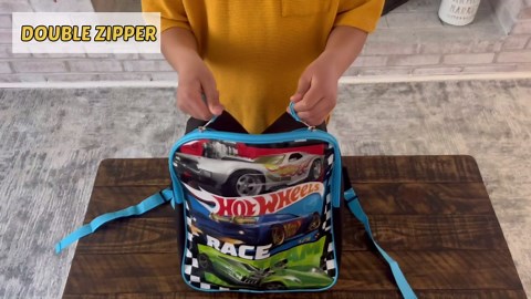 Hot Wheels 15" Backpack Race Cars Boys Kids School Bag Blue Black