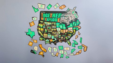 FXW RV State Sticker Travel Map - 50 USA State Decals with Scenic Illustrations for RV, Travel Trailer & Camper Tracking - Road Trip Map of America for Windows, Doors & Walls