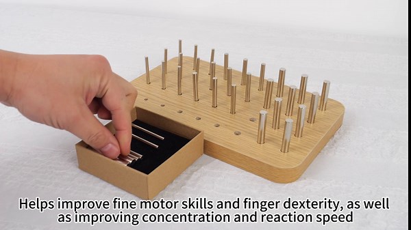 OLVULGG 36-Hole Wooden Pegboard for Occupational Therapy, Hand Therapy Peg Board with 3 Sizes of Round Iron Pegs to Improve Finger Dexterity, Fine Motor Coordination & Sensory Rehabilitation