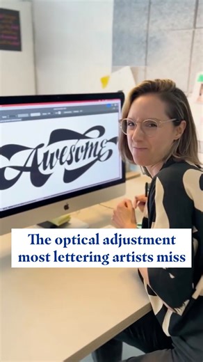Martina Flor on Instagram: "Your “perfectly aligned” letters might actually be… off. Here’s the optical adjustment most designers miss: → Diagonal strokes often need a visual nudge. What’s mathematically right doesn’t always look right in lettering. 👀 Trust your eyes. Not just your guides. Want more tips like this — and a roadmap to sharpen your lettering skills and grow your career? 👇 Comment GUIDE and I’ll send you my free Lettering Success Secrets Guide."