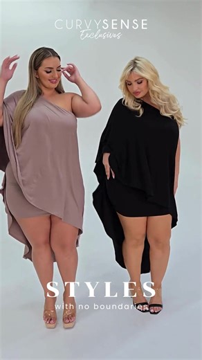 Shop Curvysense.com, trendy plussize clothing and save up to 80% today. . The Asymmetric Draped Dress . #plussize #curvysense #sale