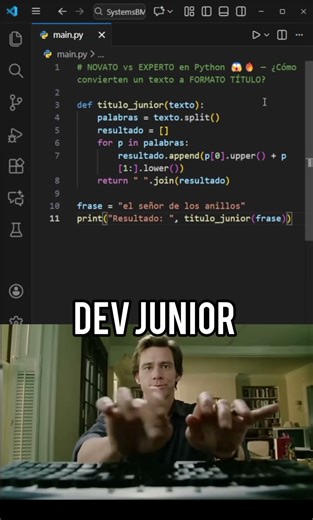 NOVATO vs EXPERTO en Python🔥¿Cómo convierten un texto a FORMATO TÍTULO? #pypシ #python #coding #dev