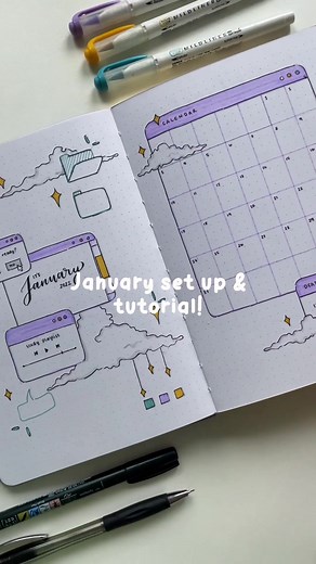 #answer to @srunyy0415 Jan tutorial☁️ let me know if u like this style of video x #bulletjournal #bujoinspirations #bujolove #bujowithme #fyp #bujo