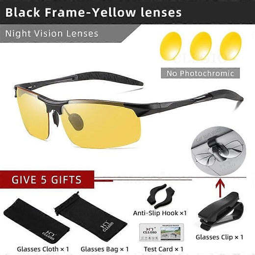 CLLOIO Top Anti-Glare Day Night Vision Glasses AdultDriving Polarized Sunglasses Aluminum Rimless Pochromic Riding Goggles UV - Walmart.ca