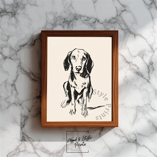 Beagle Sketch Art Print, Minimalist Dog Portrait (digital Download) - Etsy