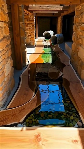 Live Edge Wood & Pebble Epoxy Floor Transformation