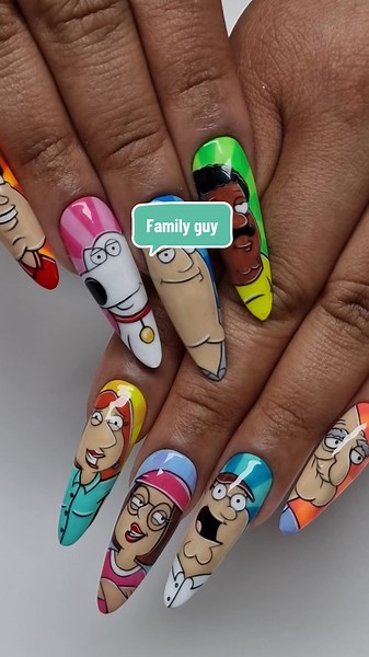 Family Guy Themed Nail Art Showcase