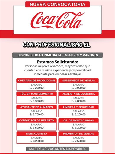 Ofertas de Empleo en Coca-Cola Guatemala
