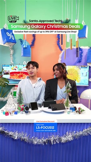 🔴🎥[LIVE] Santa-Approved Tech! Samsung Galaxy Christmas Deals Exclusive flash savings of up to 39% OFF* at Samsung Live Shop! *Promo code for discount : LS-FOCUS12 (Valid until 28 December 2025) Learn more: http://spr.ly/MY_Samsung-Live-Shop_fb T&Cs apply | Samsung