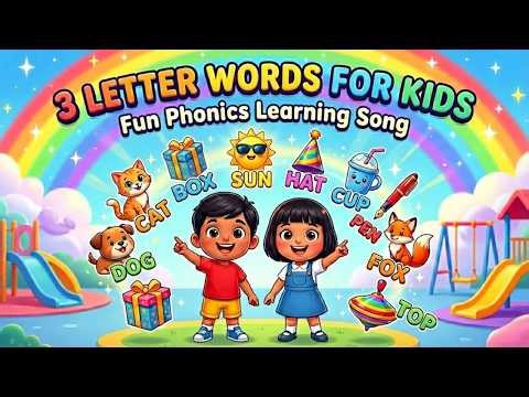 3 Letter Words for Kids | Fun Phonics Song | Learn CAT, DOG, SUN | Kidystan