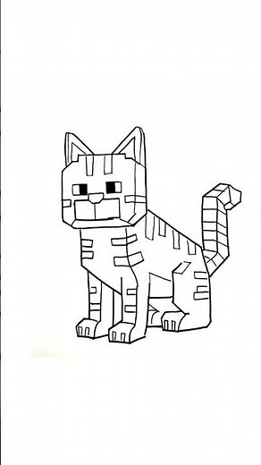 Minecraft Tarzı Kedi Çizimi | 😾 | #drawinglesson #sketch #drawing #kitten #cat #fypviral