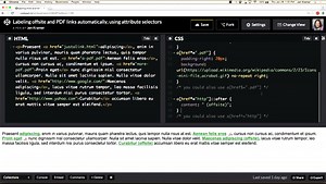 Labeling offsite and PDF links automatically, using attribute selectors