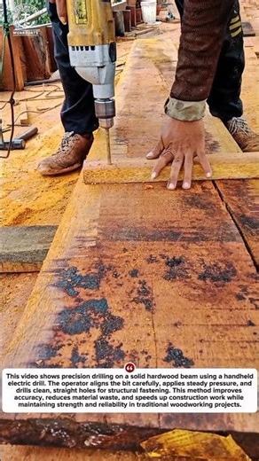 Power Drilling Hardwood Beams by Hand | Old-School Woodworking Skill