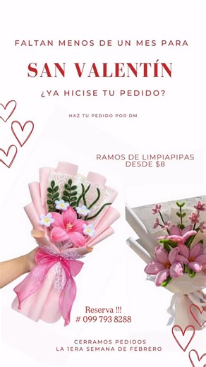 TRENDY SHOP on Instagram: "Un detalle diferente para este San Valentín 💕 Ramos de flores de limpia pipas 🌸 ✨ Hechos a mano | Bajo pedido 💄 Añade productos de la tienda ⏰ Cupos limitados 📲 Pedidos por DM #makeupaddict #ecuador #floresbonitas #lipgloss #sanvalentín"
