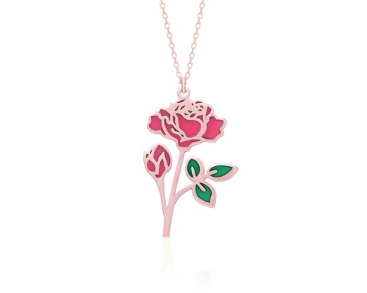 June Birth Flower Necklace, Rose Flower Pendant, Romantic Birthday Gift for Her - Etsy Australia