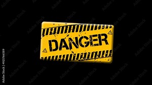 Wobbly Danger text animation on black screen , 4K Footage video