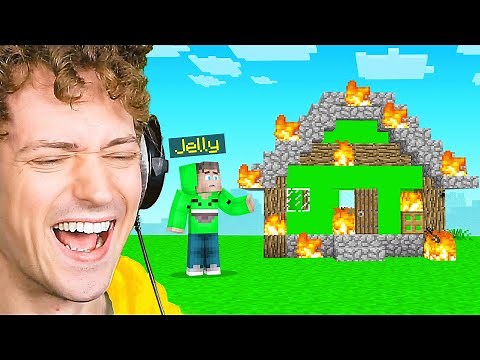 I BURNT DOWN Jelly's SURVIVAL HOUSE In Minecraft!