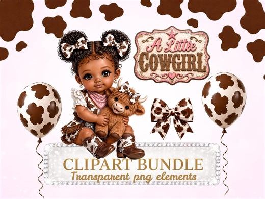 Afro Baby Cowgirl Clipart Bundle Set, Digital Printable Western Baby Shower PNG Clip Art - Etsy