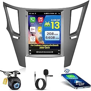 2+64G Radio for Subaru Legacy Outback 2010-2014 Stereo CarPlay Android 15 Touch Screen 9.7" Headunit Android Auto Bluetooth GPS Hi-Fi Backup Camera